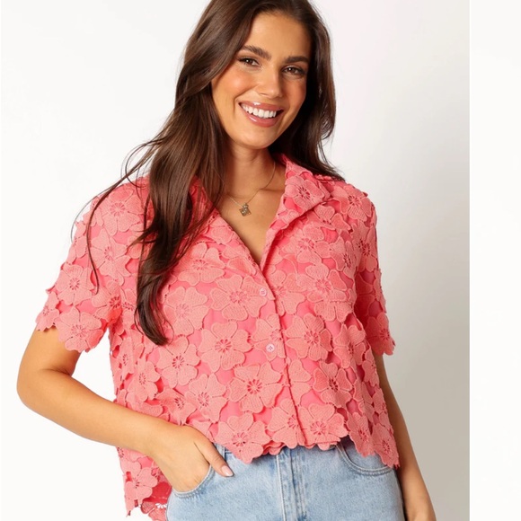 Petal & Pup Tops - Floral Lace Pink Top